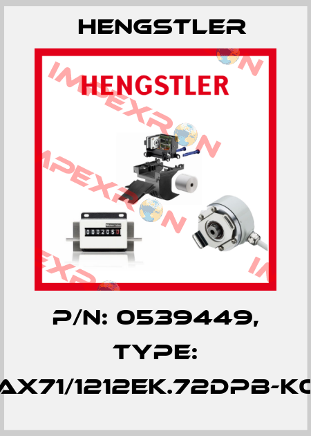 p/n: 0539449, Type: AX71/1212EK.72DPB-K0 Hengstler
