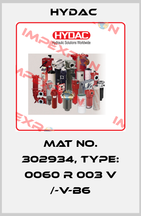 Mat No. 302934, Type: 0060 R 003 V /-V-B6 Hydac