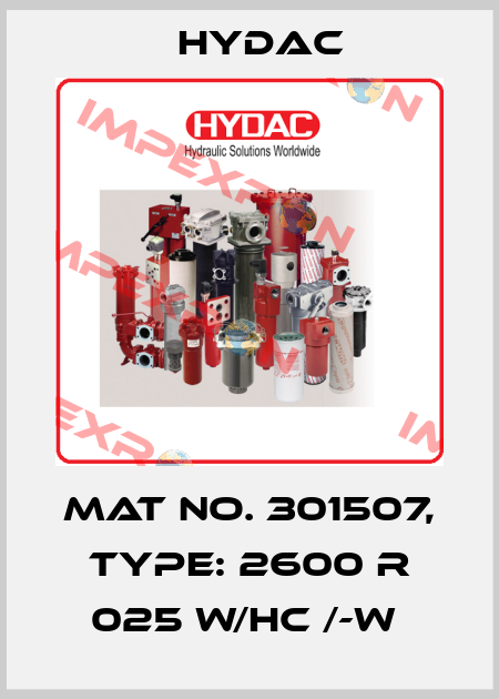 Mat No. 301507, Type: 2600 R 025 W/HC /-W  Hydac