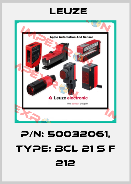p/n: 50032061, Type: BCL 21 S F 212 Leuze