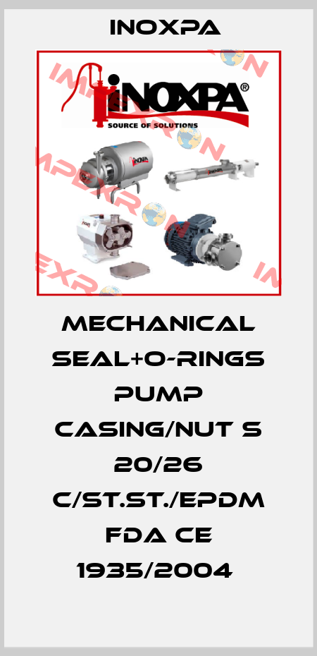 MECHANICAL SEAL+O-RINGS PUMP CASING/NUT S 20/26 C/ST.ST./EPDM FDA CE 1935/2004  Inoxpa