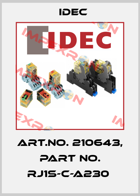 Art.No. 210643, Part No. RJ1S-C-A230  Idec