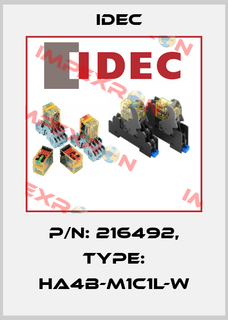P/N: 216492, Type: HA4B-M1C1L-W Idec