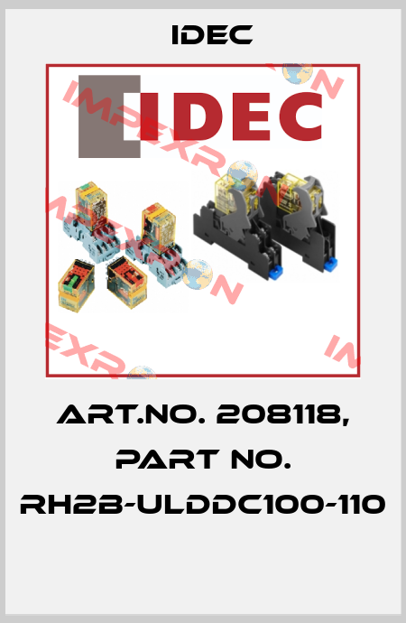 Art.No. 208118, Part No. RH2B-ULDDC100-110  Idec
