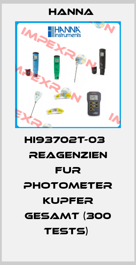 HI93702T-03   REAGENZIEN FUR PHOTOMETER KUPFER GESAMT (300 TESTS)  Hanna
