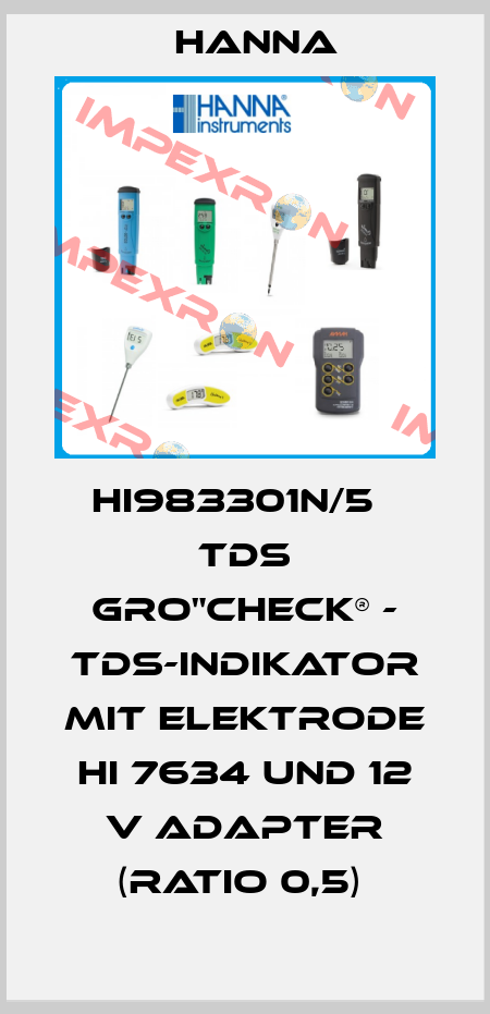 HI983301N/5   TDS GRO"CHECK® - TDS-INDIKATOR MIT ELEKTRODE HI 7634 UND 12 V ADAPTER (RATIO 0,5)  Hanna