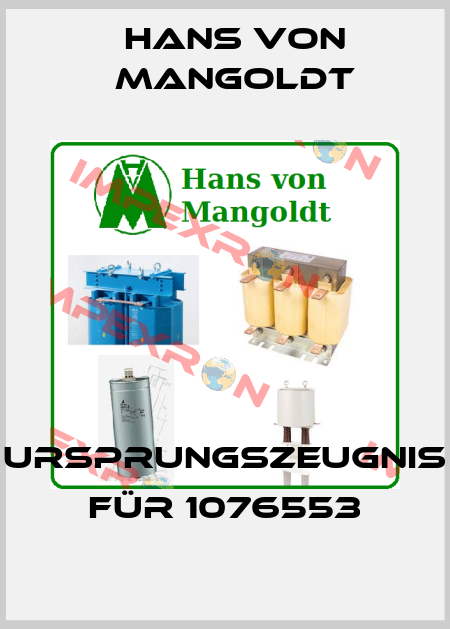 URSPRUNGSZEUGNIS für 1076553 Hans von Mangoldt