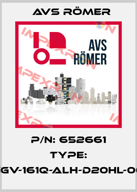 P/N: 652661 Type: EGV-161Q-ALH-D20HL-00 Avs Römer