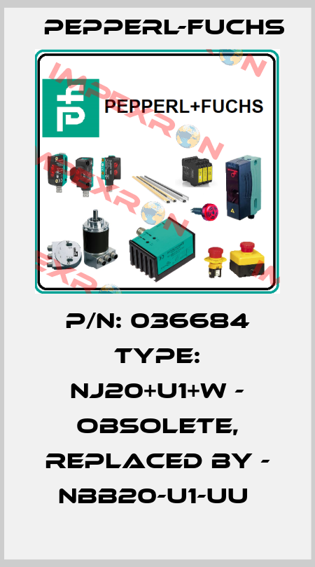 P/N: 036684 Type: NJ20+U1+W - obsolete, replaced by - NBB20-U1-UU  Pepperl-Fuchs