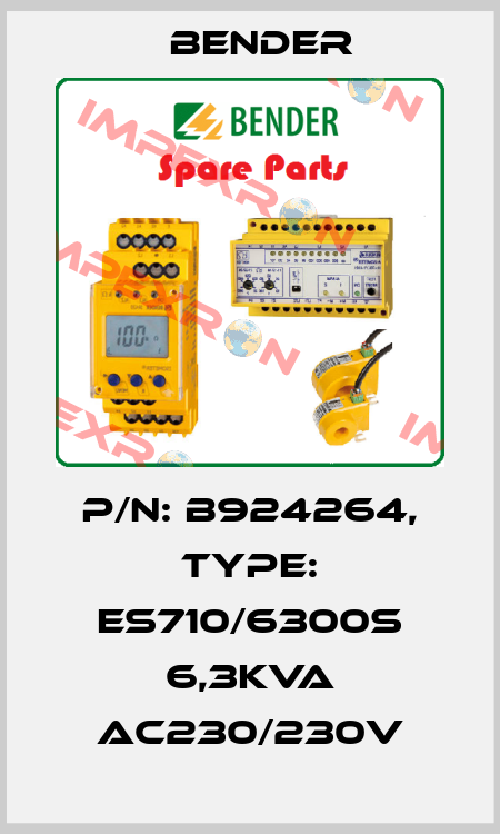 p/n: B924264, Type: ES710/6300S 6,3kVA AC230/230V Bender
