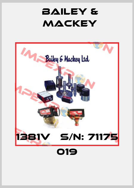 1381V   S/N: 71175 019 Bailey & Mackey