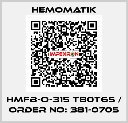 HMFB-O-315 T80T65 / Order No: 381-0705 Hemomatik