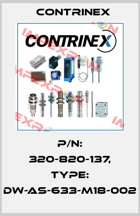p/n: 320-820-137, Type: DW-AS-633-M18-002 Contrinex
