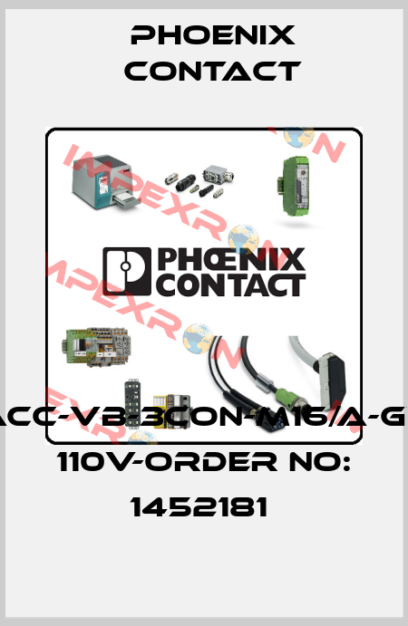 SACC-VB-3CON-M16/A-GVL 110V-ORDER NO: 1452181  Phoenix Contact