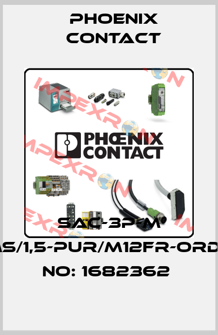 SAC-3P-M 8MS/1,5-PUR/M12FR-ORDER NO: 1682362  Phoenix Contact