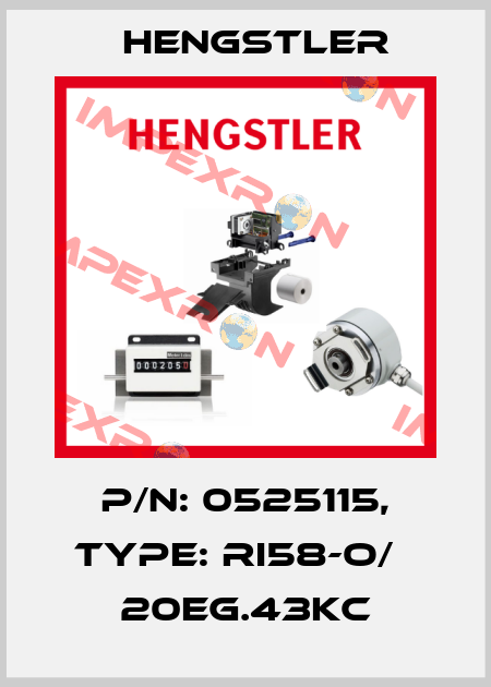 p/n: 0525115, Type: RI58-O/   20EG.43KC Hengstler