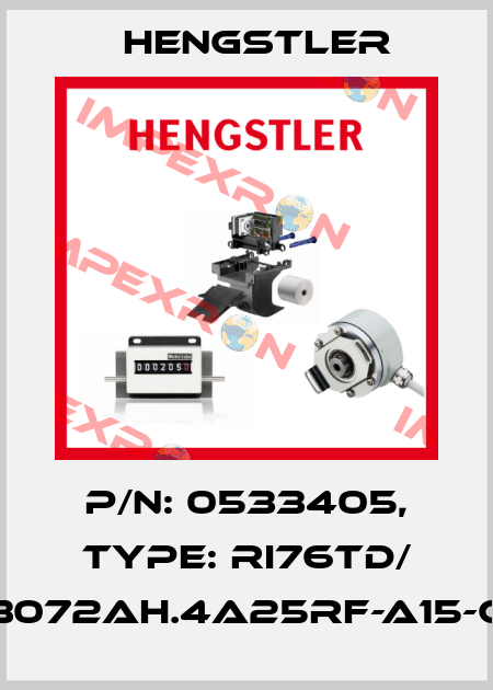 p/n: 0533405, Type: RI76TD/ 3072AH.4A25RF-A15-C Hengstler