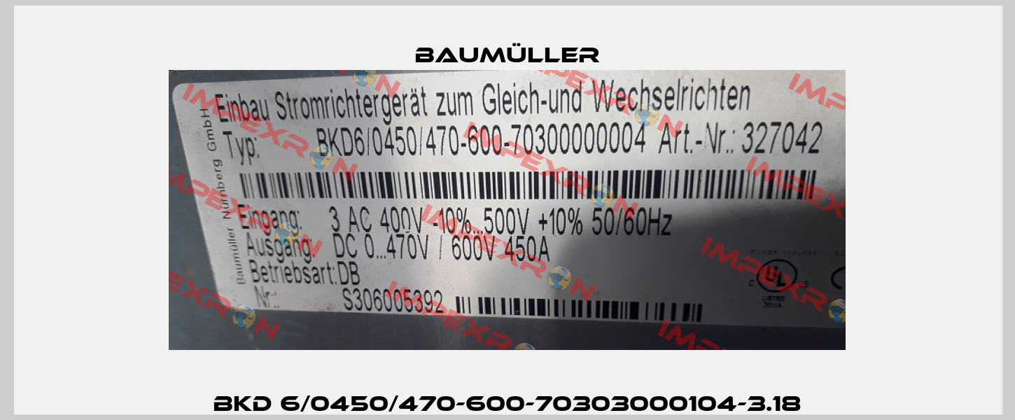 BKD 6/0450/470-600-70303000104-3.18 Baumüller