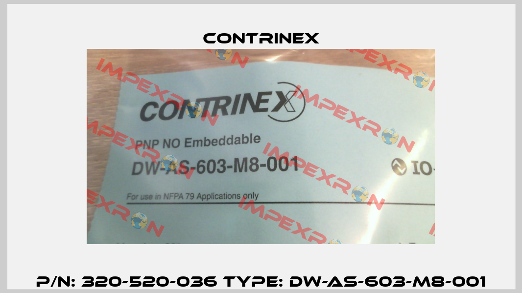 P/N: 320-520-036 Type: DW-AS-603-M8-001 Contrinex