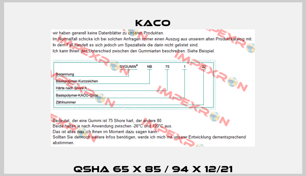QSHA 65 x 85 / 94 x 12/21 Kaco